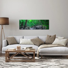 Obraz - Wodospad Erawan, Kanchanaburi, Tajlandia (z zegarem) (90x30 cm)