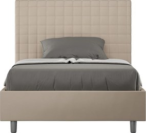 Łóżko bez stelaża tapicerowane 140x190 sztucznej skóry szaro-beżowy Sunny