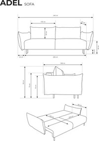 Sofa ADEL z funkcja spania i pojemnikiem OLIWKOWY OVER THE HORIZON 38