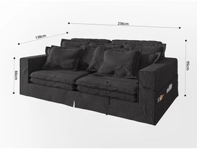 Czarna sofa 236 cm Nora – Ropez