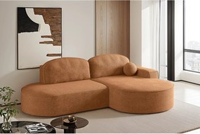 Narożnik z funkcją spania i pojemnikiem Modena Runden, tkanina Arena, Pomarańczowy, Prawy