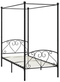 Czarne metalowe łóżko z baldachimem 90x200 cm - Nila