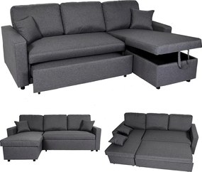 Sofa narożna z funkcją spania MCW-L17, ciemnoszary