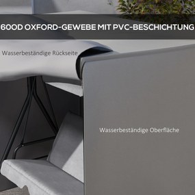 Outsunny Osłona na Huśtawkę Hollywood, odporna na rozdarcia, wodoodporna, pyłoszczelna, Poliester, 177 x 114 x 152 cm, Szary | Aosom PL