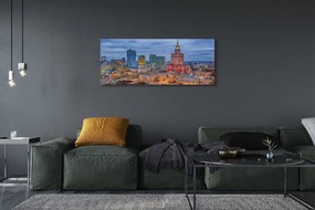 Obraz canvas na ścianę Panorama Warszawy o Zachodzie Słońca