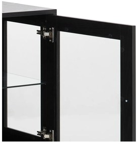 Czarna witryna w dekorze jesionu 140x82 cm Angus – Actona