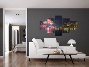 Obraz fajerwerków w Singapurze (125x70 cm)