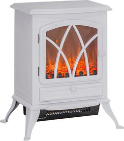 HOMCOM Elektryczny piec-kominek 1000/2000 W, dekoracyjny kominek z efektem płomienia LED, biały | Aosom PL