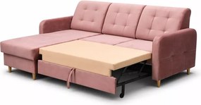(Wyprzedaż) Stylowy tapicerowany narożnik Pink, różowy welur