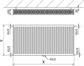 Mexen CC22 grzejnik płytowy 600 x 900 mm, podłączenie dolne środkowe, 1487 W, biały - W6C22-060-090-00