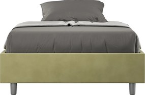 Łóżko wyposażone w stelaż z listwami z pojemnikiem tapicerowane 120x210 microfibra zielony Azelia