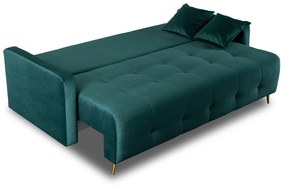 Sofa z Funkcją Spania SEUL Rozkładana Dwuosobowa Welurowa Zielona Nowoczesna do Salonu