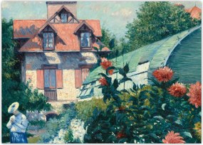 Obraz na szkle - Gustave Caillebotte, Dahlias, Garden at Petit Gennevilliers, reprodukcje (70x50 cm)