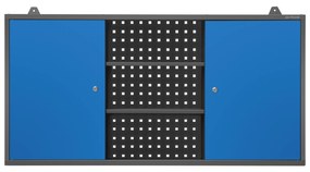 Płytka szafka wisząca do garażu BEN, 1200 x 600 x 200 mm, antracytowo-niebieska 