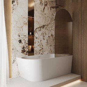 Parawan nawannowy owalny ARTE WELLE Oval Brown szkło brązowe ryflowane | Różne rozmiary : Kolor profili kabiny - czarny, Rozmiar - 70x150 cm