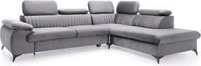 Masseno Narożnik FIORE z funkcją spania i pojemnikiem na pościel Narozniki L, Rozkładana sofa - Szary, MONOLITH 85