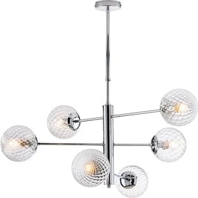 Lampa wisząca Demetra z polerowanego chromowanego żelaza, 6 świateł X 97 Ø73 BL279-6-CR
