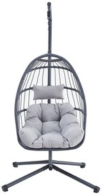 Fotel wiszący Autronic, metal, polirattan, szary,AZ-V 1269GREY