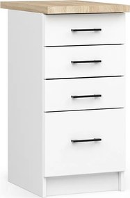 Szafka kuchenna AKORD S40 z blatem system OLIWIA Biała 40 cm 4 szuflady kolor Biały mat 40x46x85 cm