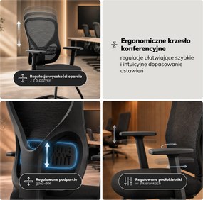 Krzesło biurowe konferencyjne czarne: ORBIT