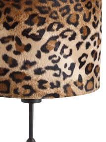 Lampa stołowa czarny aksamitny abażur leopard 25 cm - Parte klasyczny/Antyczny Oswietlenie wewnetrzne