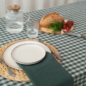 Lniany obrus 140x250 cm Forest Green Gingham – Linen Tales