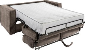 Kanapa 3-osobowa rozkładana typu express z brązowego weluru sztruksowego z siedziskiem z pianki z pamięcią kształtu - Powierzchnia spania na szerokich listwach 140 cm - Materac 22 cm z pianki i termoplastycznej LORETO