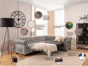 Szary aksamitny rozkładany narożnik (prawostronny/w kształcie litery L) York Blik – Ropez