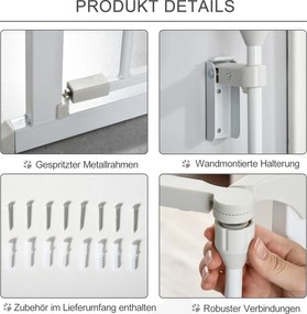 Barierka ochronna dla psów 3 panele tworzywo sztuczne łatwa instalacja bezpieczeństwo biały | Aosom PL