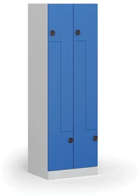 Szafka ubraniowa Z, 4-drzwiowa, 1850 x 600 x 500 mm, zamek kodowy, drzwi niebieskie