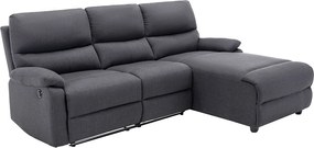 Kanapa narożna z elektryczną funkcją relax z tkaniny – kolor jasny szary –  LUNANO