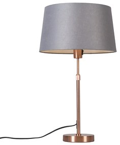 Lampa stołowa regulowana miedź klosz szary 35cm - Parte Nowoczesny Oswietlenie wewnetrzne