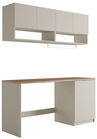 Zestaw mebli do pralni do zabudowy pralki z blatem - szer. 182 cm - Kaszmirowy i naturalny jasny - NATAJI