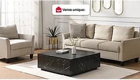 Stolik kawowy z 2 szufladami z MDF - Efekt czarnego marmuru - ANTRIM Pascala Morabito