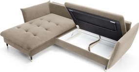 Narożnik GLAM Lewostronny z funkcją spania, zestaw z poduszkami wolnostojący tkanina RIVIERA 16 Beżowy DOMO HOME