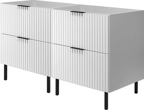 Szafka pod umywalkę, biały + czarny uchwyt, 120 x 77 x 46 cm, uchwyt czarny, bez blatu