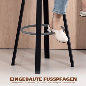 HOMCOM 2 szt. krzeseł barowych, obicie z ekoskóry, tapicerowane siedzisko, podnóżek, oparcie, metalowa rama, czarne | Aosom PL