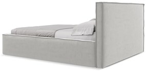 Jasnoszare tapicerowane łóżko dwuosobowe ze schowkiem i stelażem 140x200 cm Anani – Makamii