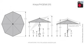 KNIRPS PHOENIX 315 cm - parasol ogrodowy : Kolor parasola - Bordeaux