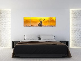 Obraz - Jeleń o wschodzie słońca (170x50 cm)