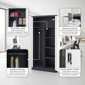 Szafa metalowa wielofunkcyjna: DAWID 900 x 1850 x 450 mm, antracytowo-biała