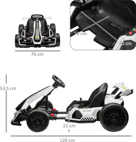 HOMCOM 4 V Elektryczny gokart dla dzieci do 12 km/h z funkcją driftu, 2 silniki, regulowane siedzenie, miękki start | Aosom PL
