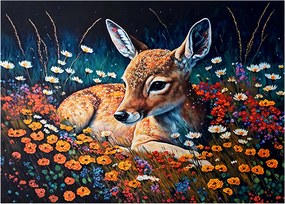 Obraz na szkle - Malowany jeleń (70x50 cm)