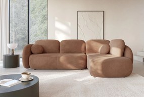 Masseno Narożnik AMICO z funkcją spania i pojemnikiem na pościel Narozniki L, Rozkładana sofa - Brązowy, EGON 44
