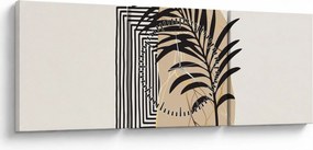 Obraz - Abstrakcja z tropikalnymi liśćmi N⁰3 (z zegarem) (90x30 cm)
