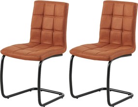 Krzesła do jadalni zestaw 2 szt. - tkanina i metal - brązowe - PARIANA