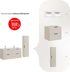 Zestaw mebli do łazienki Adel 73 kaszmir - szafka 120 cm z podwójną umywalką i słupek