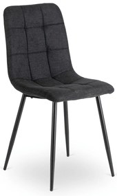 Zestaw Stół Okrągły Rozkładany HARRY 102-142 cm Dąb Craft/Czarny i 6 Krzeseł Tapicerowanych PERU 2 Czarnych Nowoczesnych