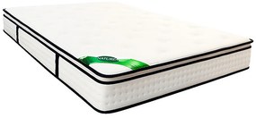 Zestaw 140 x 190 cm: stelaż tapicerowany + materac z 7-strefowymi sprężynami kieszeniowymi, wbudowanym topperem i pokrowcem bambusowym o grubości 26 cm – MIREZA od NATUREA