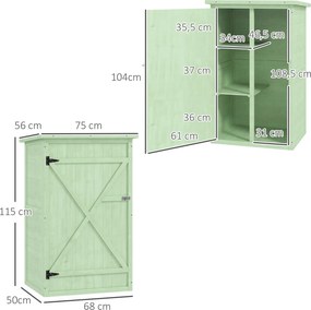 Outsunny Drewniany schowek ogrodowy z półkami, zamykanymi drzwiami, podłogą i skośnym dachem, 75 x 56 x 115 cm | Aosom PL